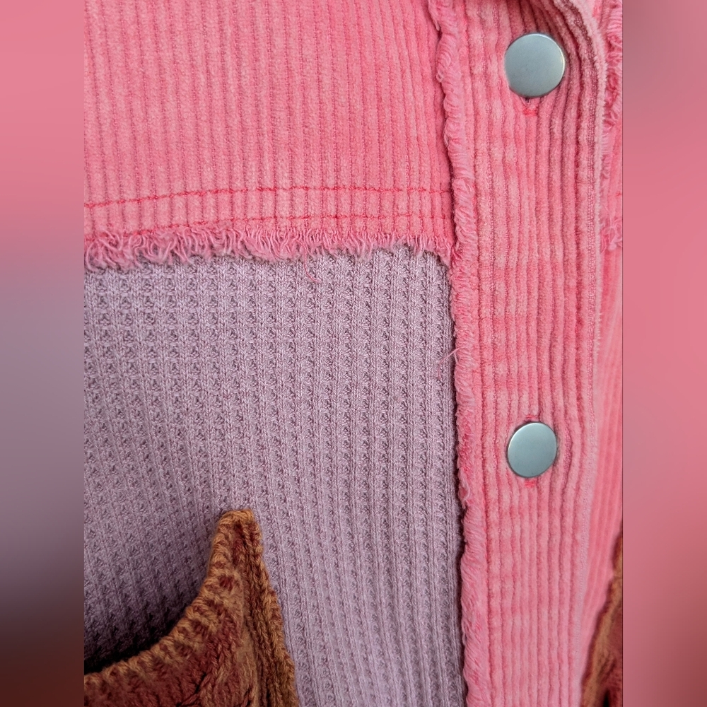 Pol Corduroy Shacket Women Small Oversized Cable Knit Sleeve Boho Music Festival - Picture 7 of 9